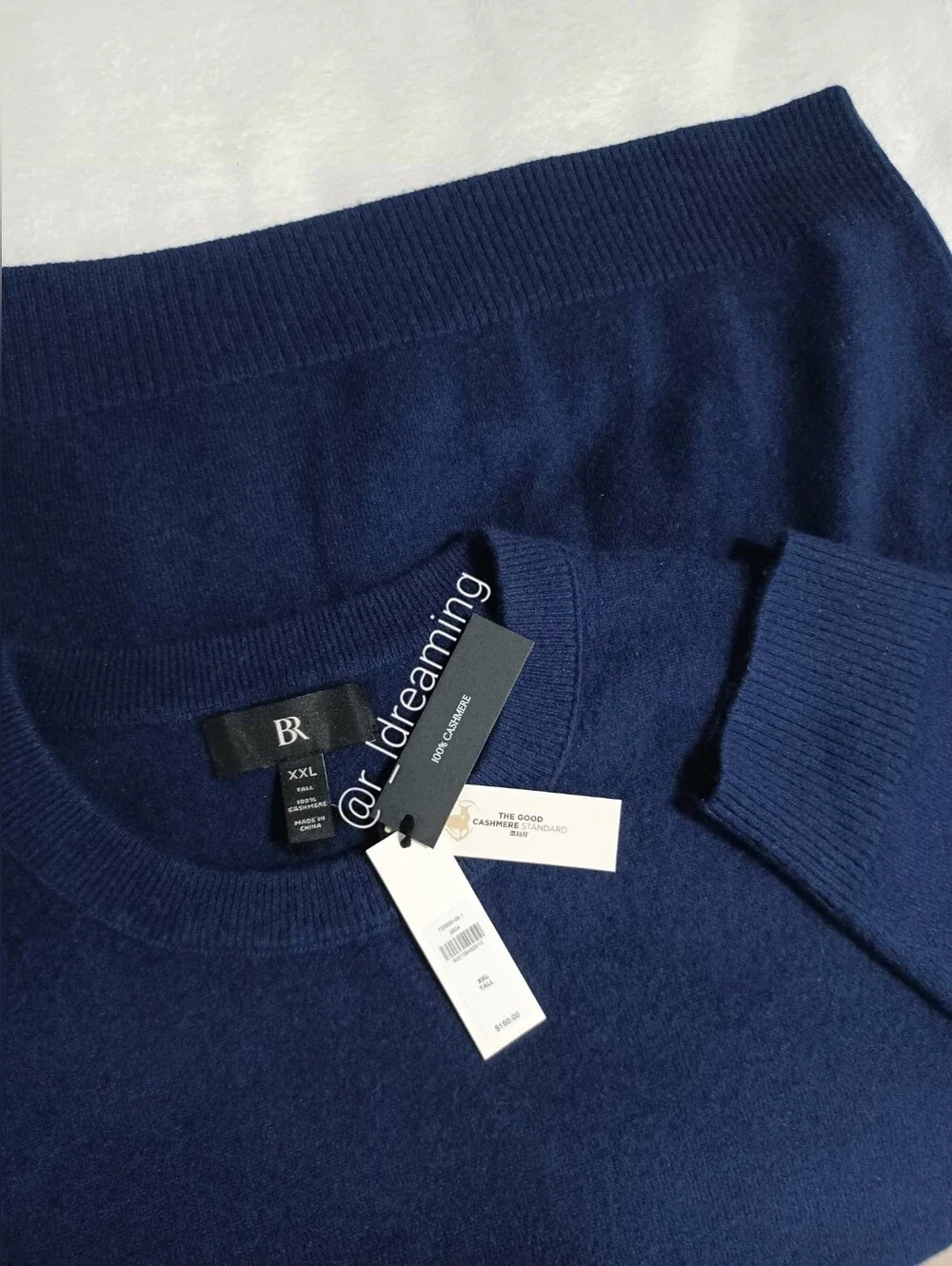 NWT Banana Republic Blue Cashmere Crew-Neck Sweater Size XXL/Tall